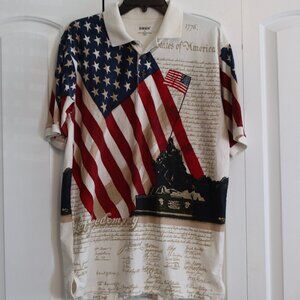 Guide Gear 100% Cotton Declaration of Independence American Flag Polo Medium